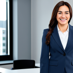 설탕 대체재 사용법 - **Prompt:** "A professional businesswoman in a modest business suit, smiling confidently in a modern...