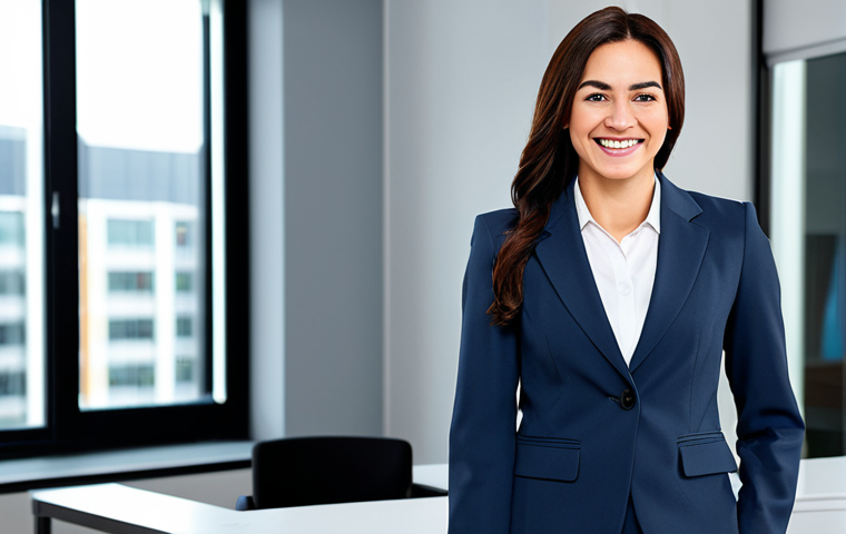 설탕 대체재 사용법 - **Prompt:** "A professional businesswoman in a modest business suit, smiling confidently in a modern...